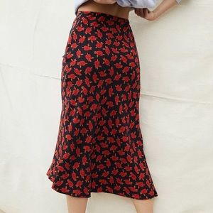 Urban Outfitters Black Rose Maxi Split Skirt - Small
